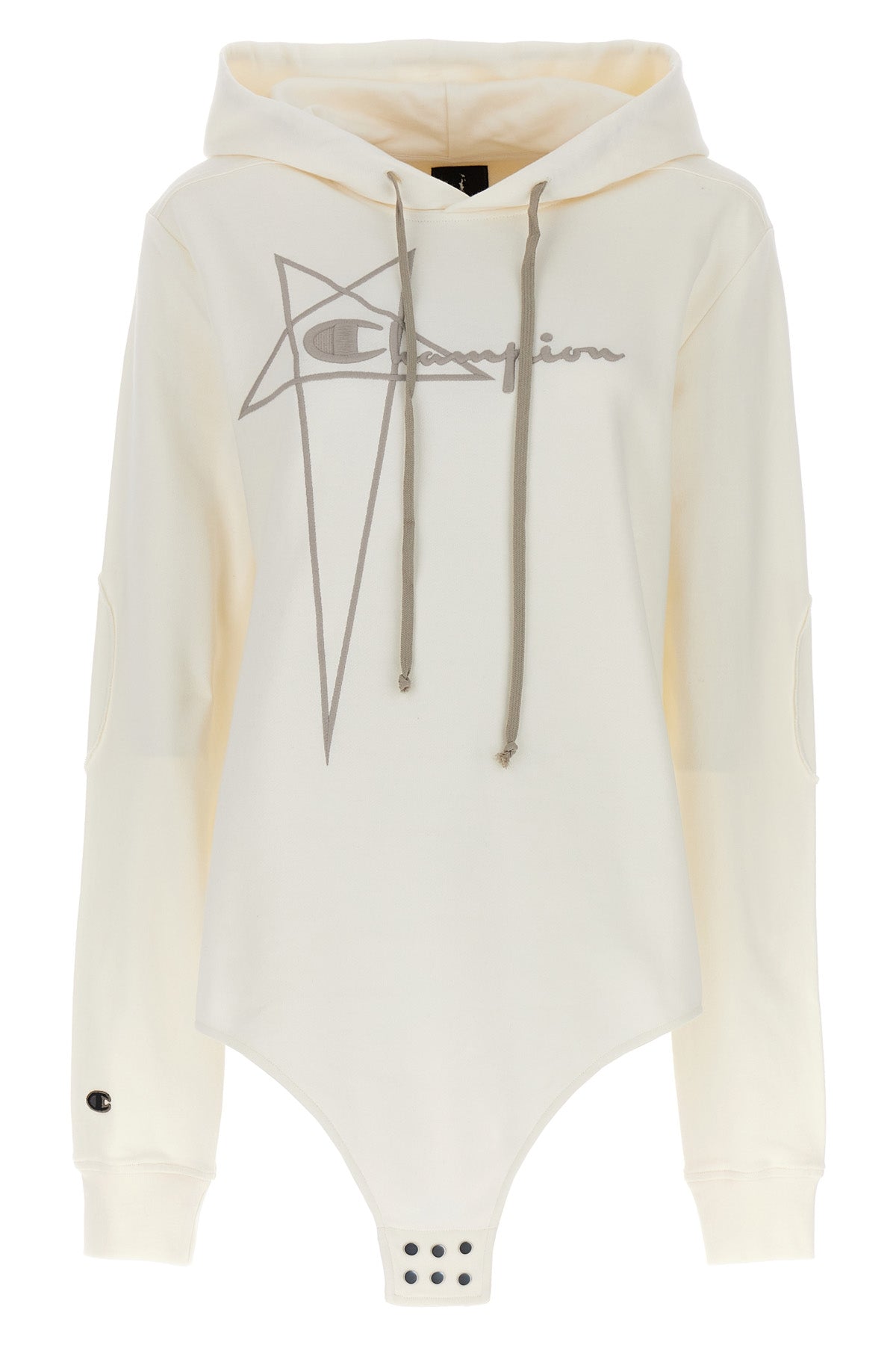 champion x rick owens hooded bodysuit   in cotton sweatshirt fabric