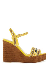 maiolica embroidered wedge sandals