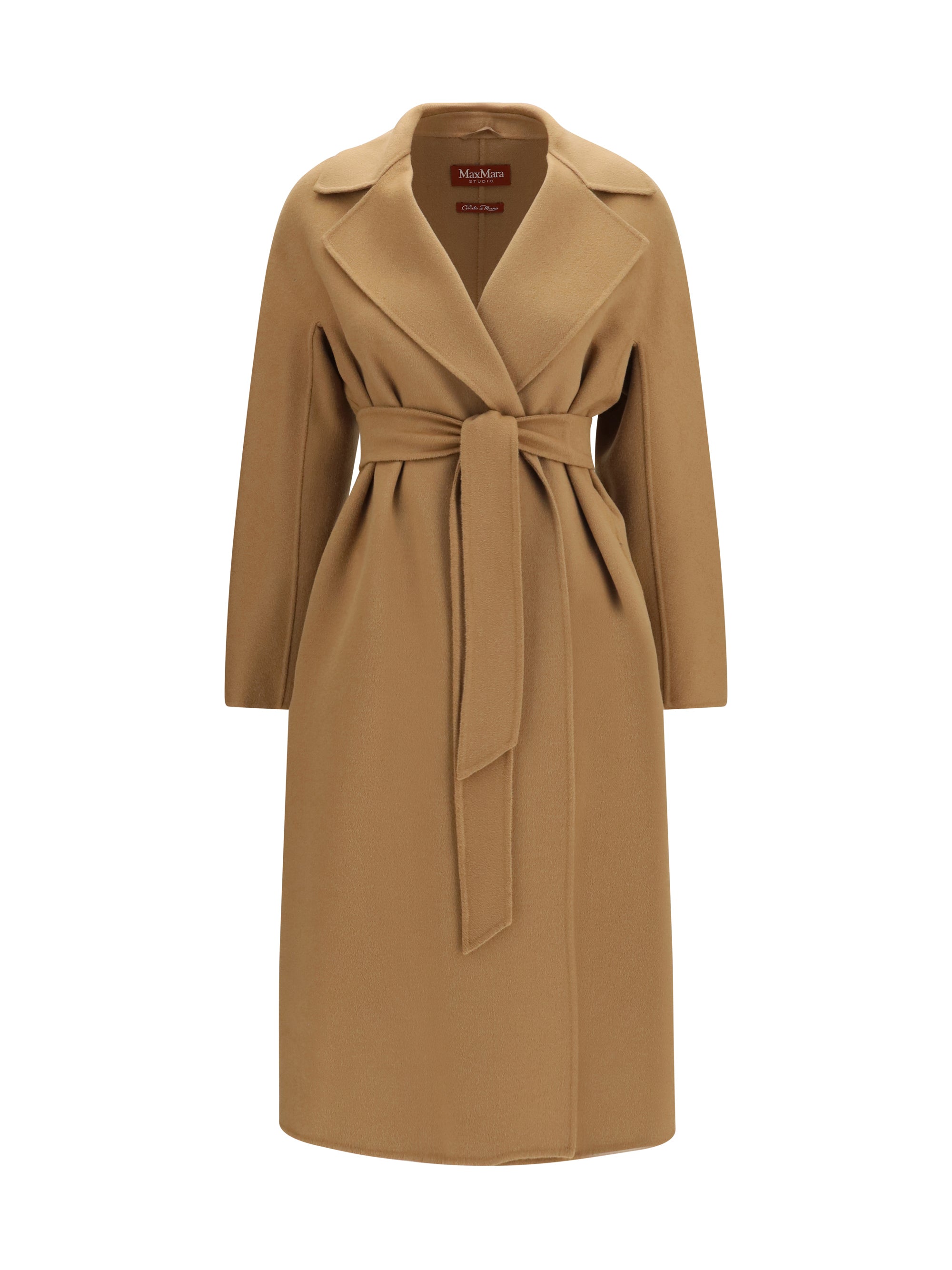 long robe coat in wool, cashmere and silk