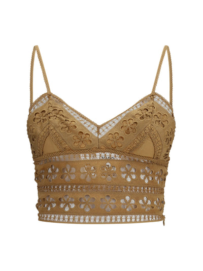 CHARO RUIZ S melie top in cotton voile and embroidered lace