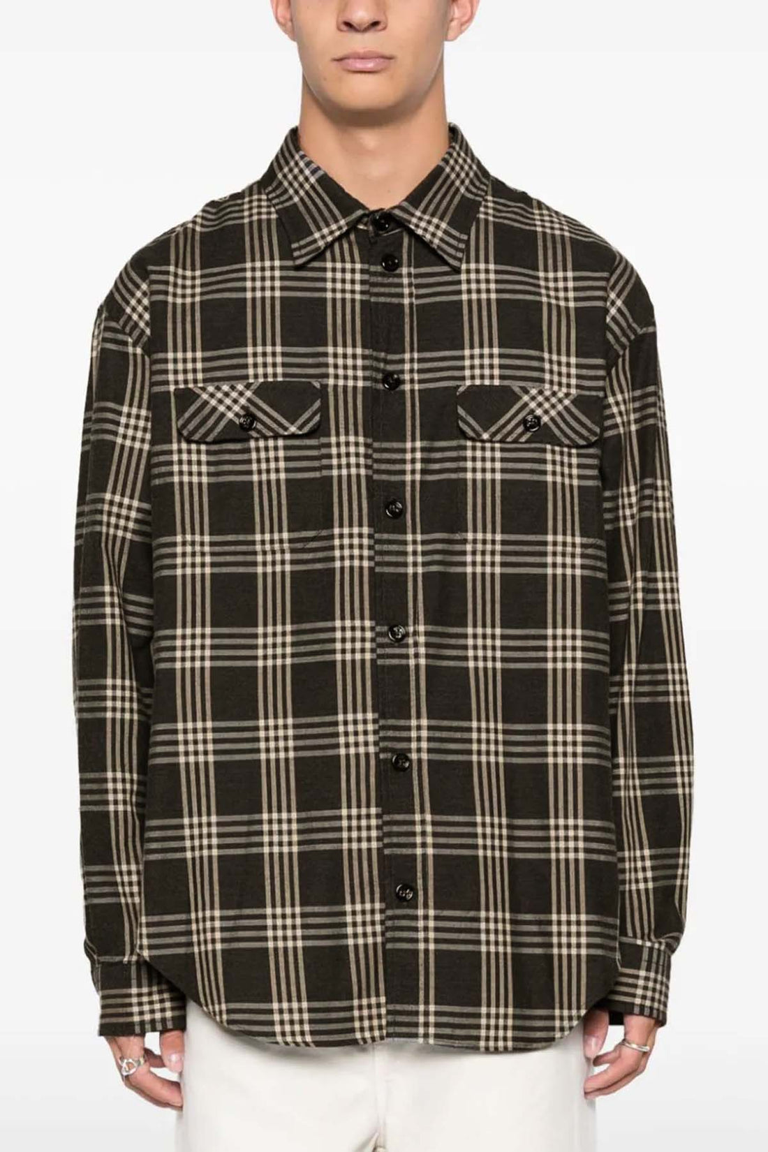 1989 STUDIO M check-print cotton flannel shirt