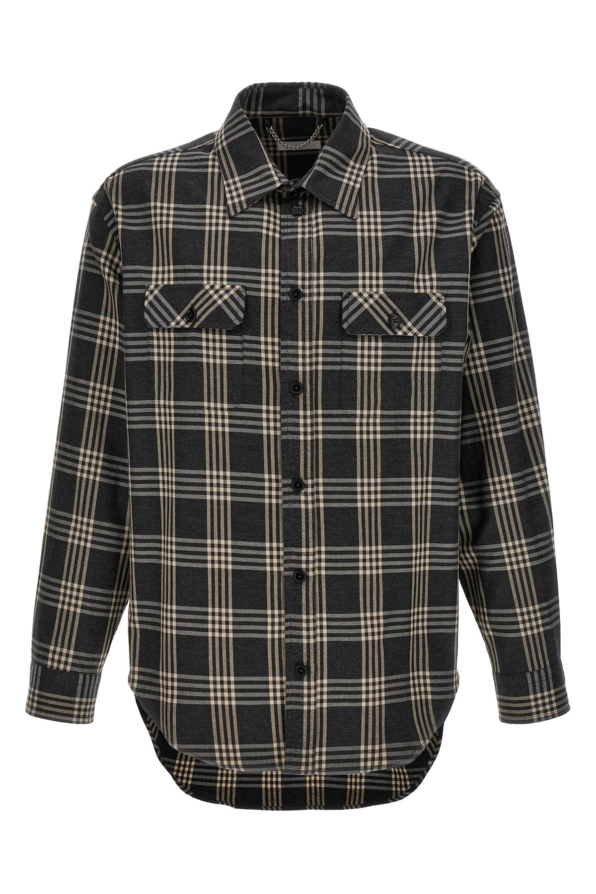 check-print cotton flannel shirt