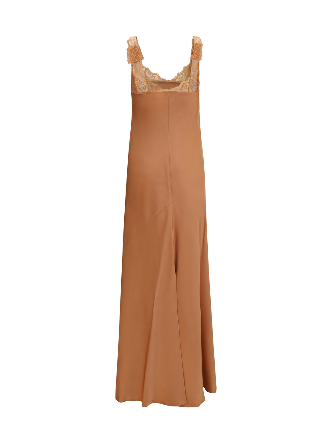 FORTE_FORTE II satin maxi dress with lace trims