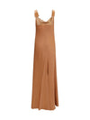 satin maxi dress with lace trims