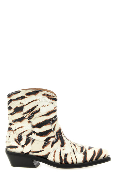 ankle boots in leather-effect fabric