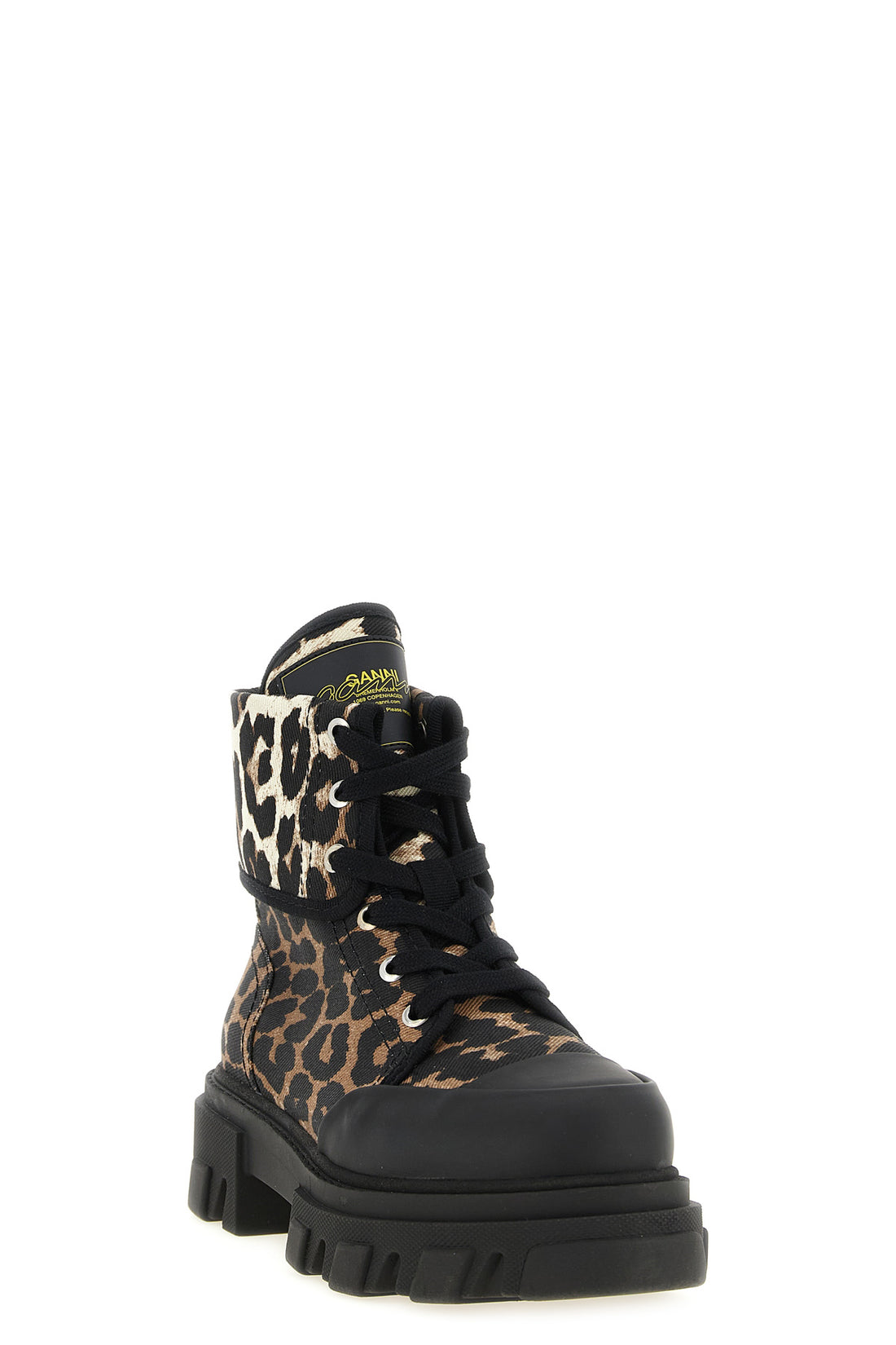 GANNI 36 leopard-print ankle boots in leopard-print cotton denim