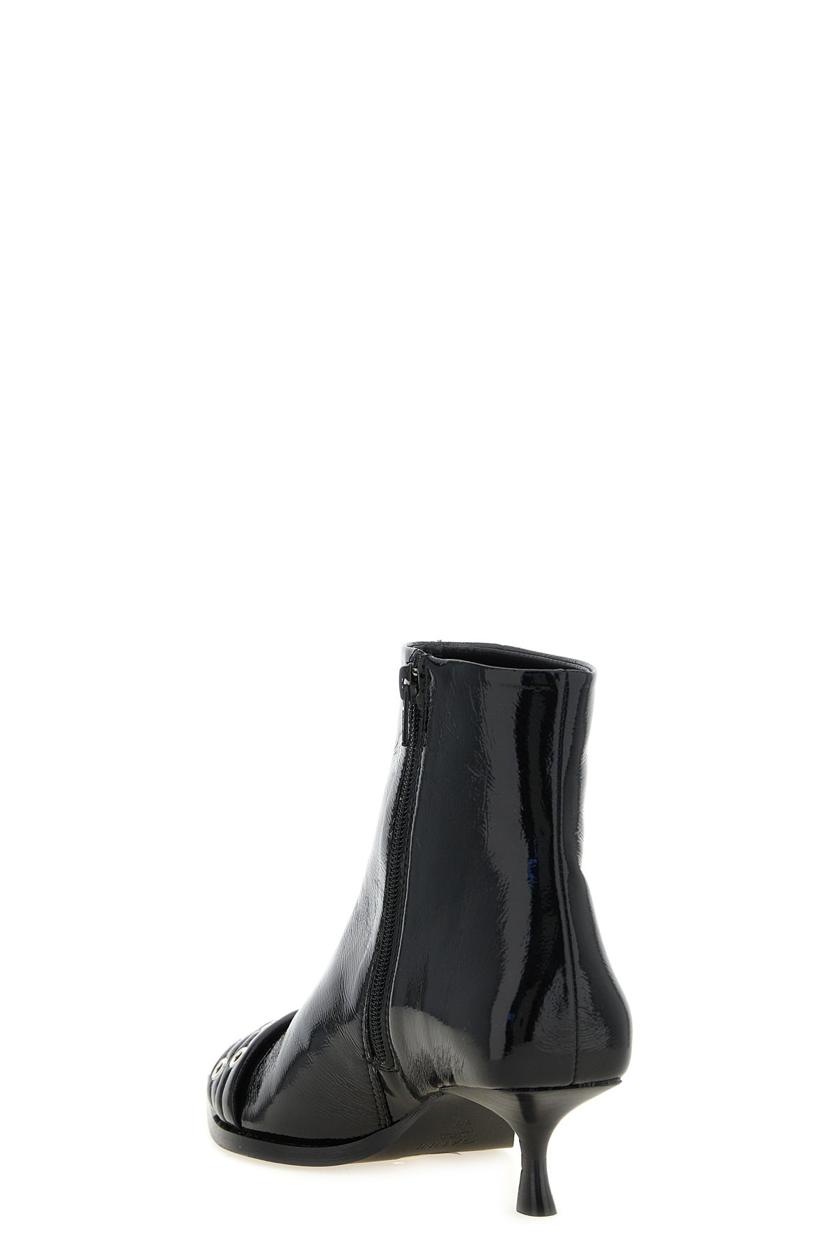 buckle ankle boots in naplak-effect fabric