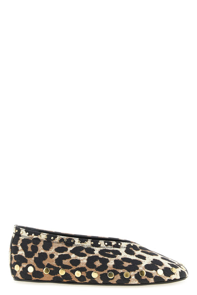 jenny leopard-print cotton denim ballet flats