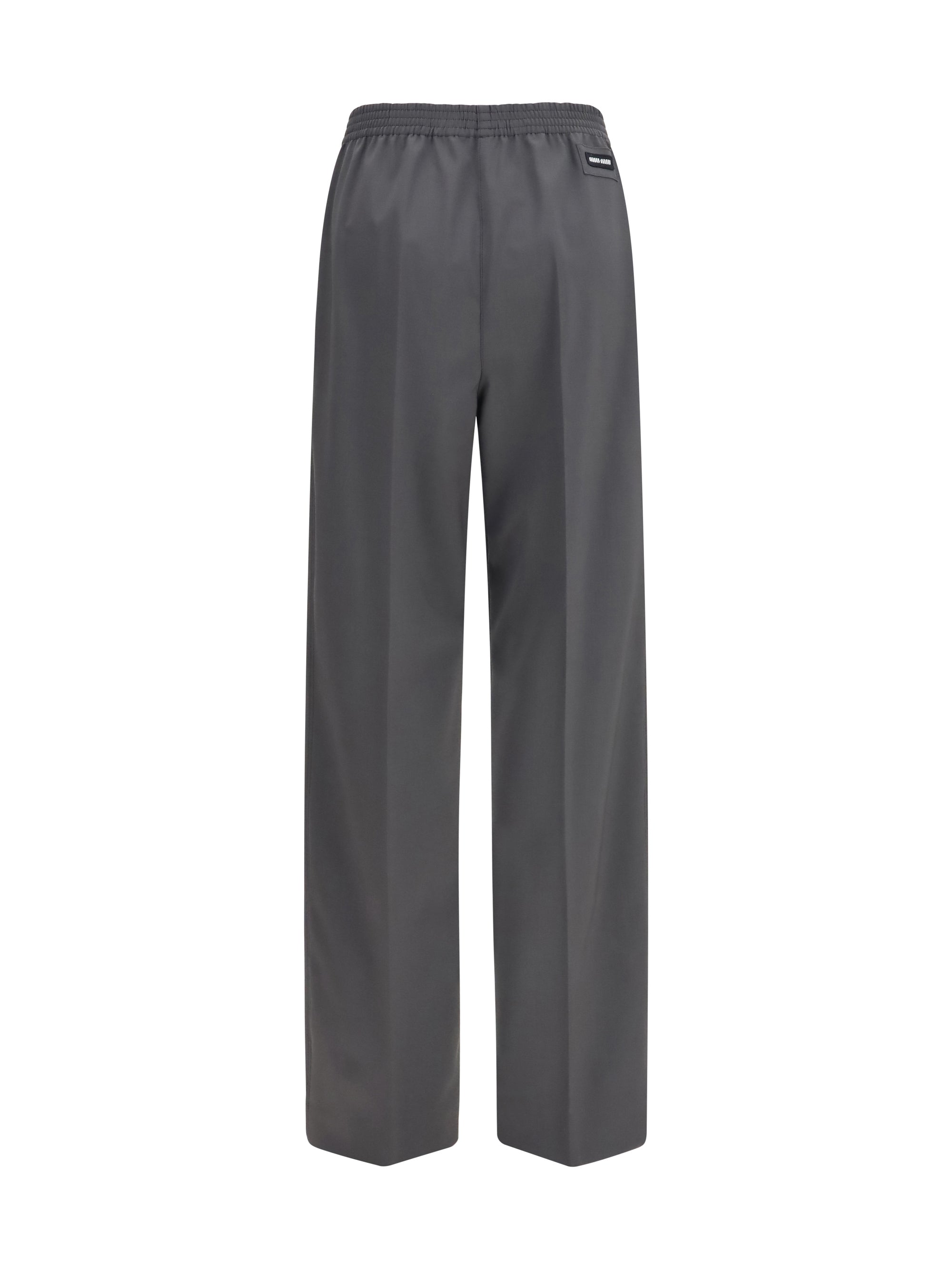 elasticated straight leg wool pants