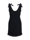 checked bouclé tweed mni dress with bows