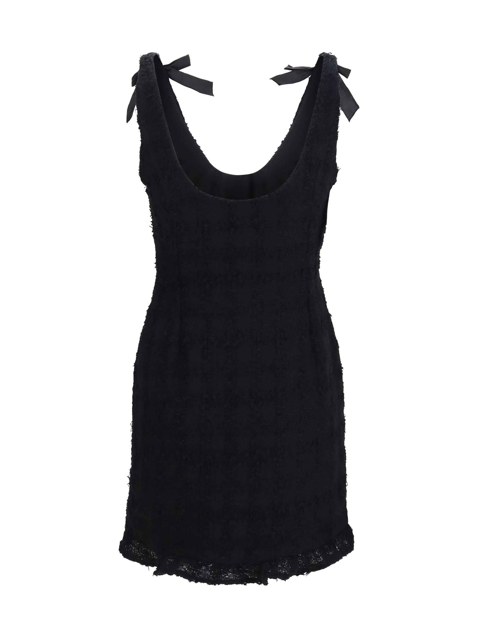 checked bouclé tweed mni dress with bows