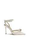 double bow satin pumps
