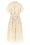 the elie saab midi dress defines a structured a-silhouette through a complex all
