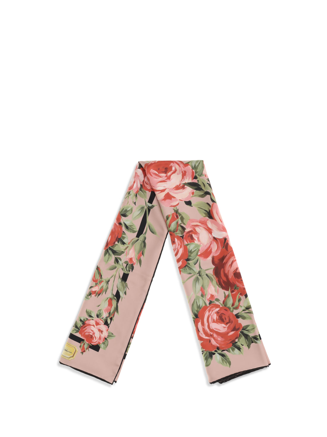 DOLCE &amp; GABBANA OS silk twill scarf with rose bouquet print