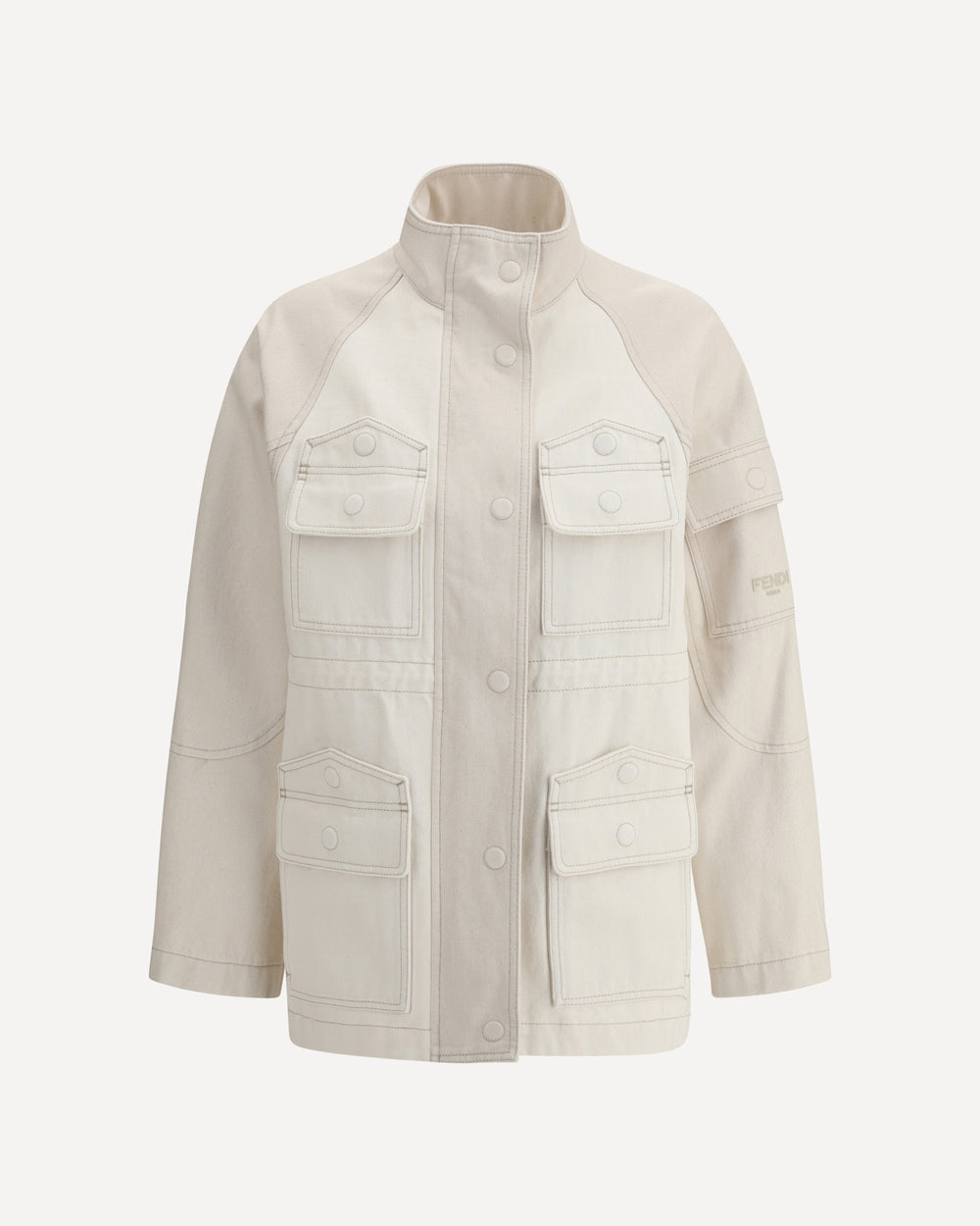 Fendi Denim Bomber Jacket Cream