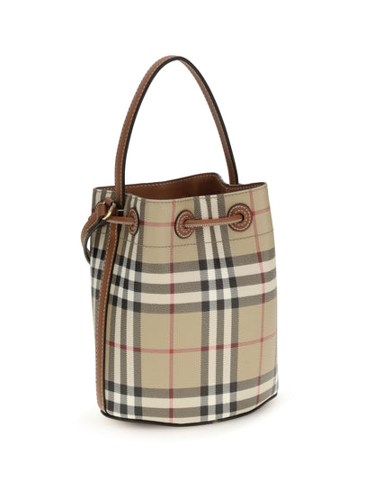 BURBERRY OS check mini bucket bag