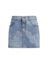 angel-print denim mini skirt