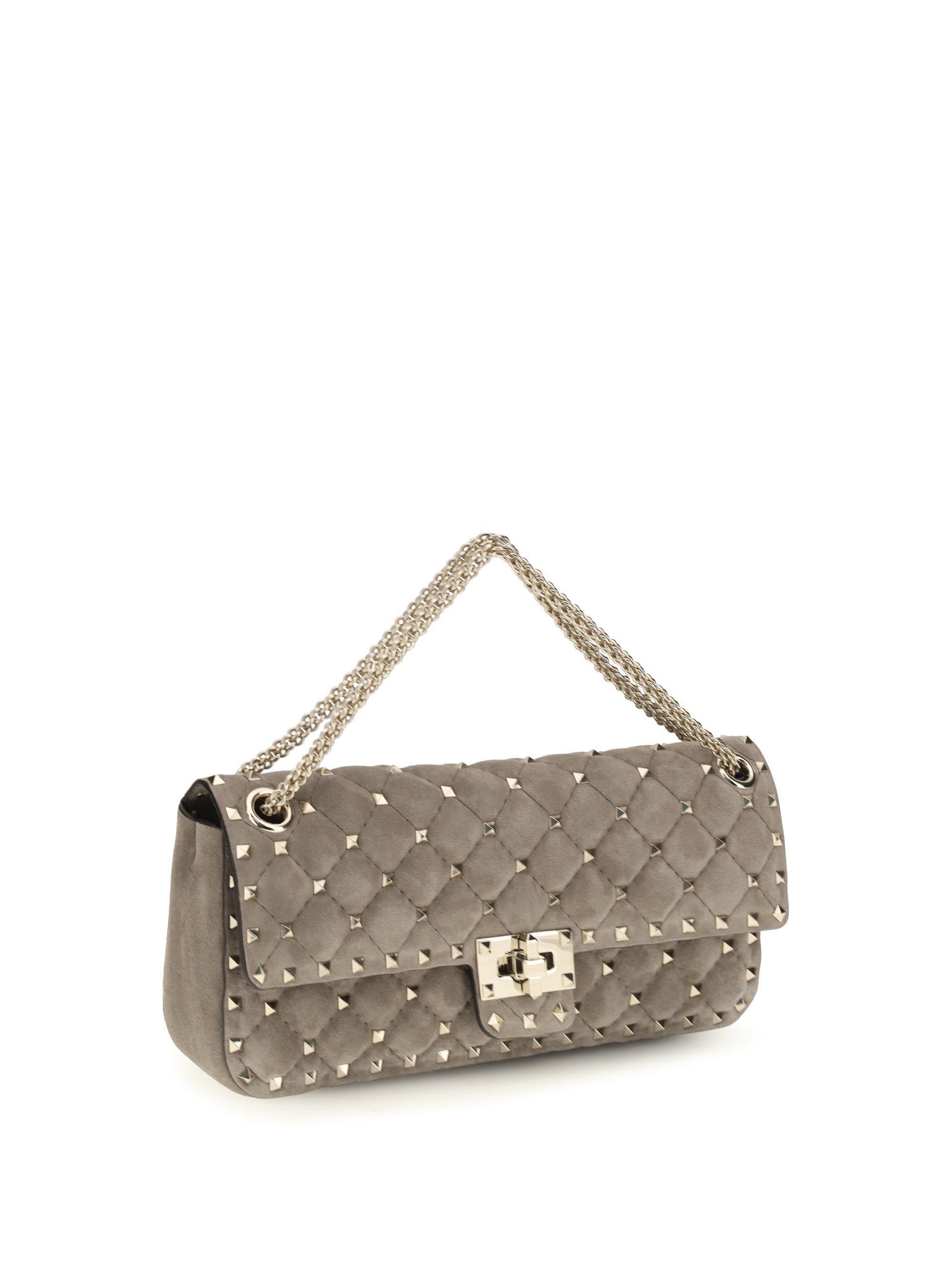 medium rockstud spike suede shoulder bag