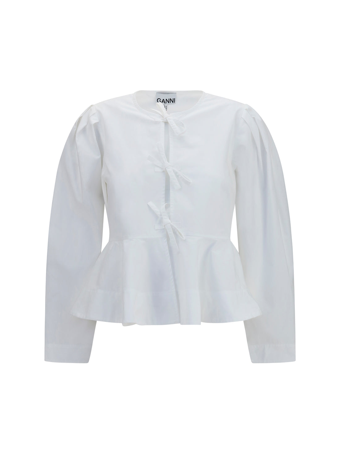 GANNI 36 cotton poplin blouse with bows
