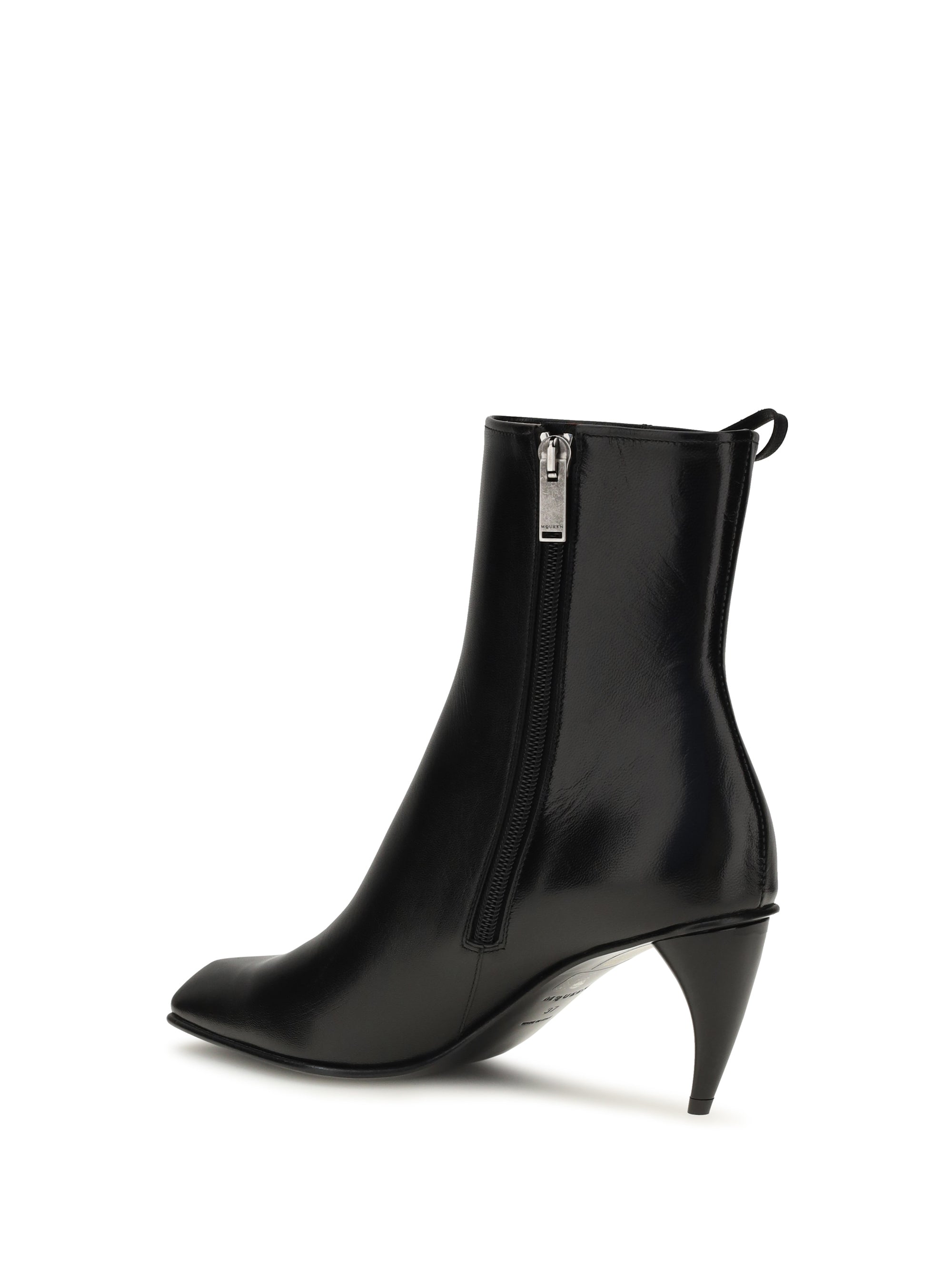 curved-heel ankle boots with side lacing