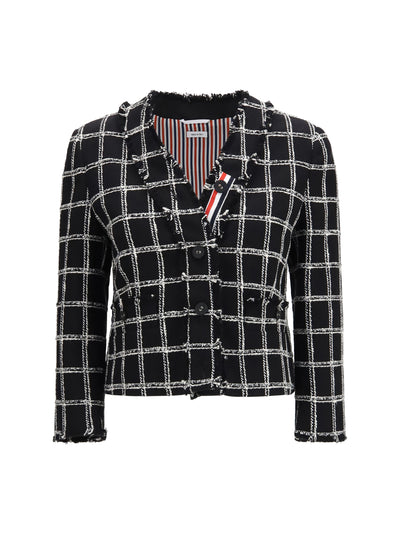 checked tweed cardigan jacket