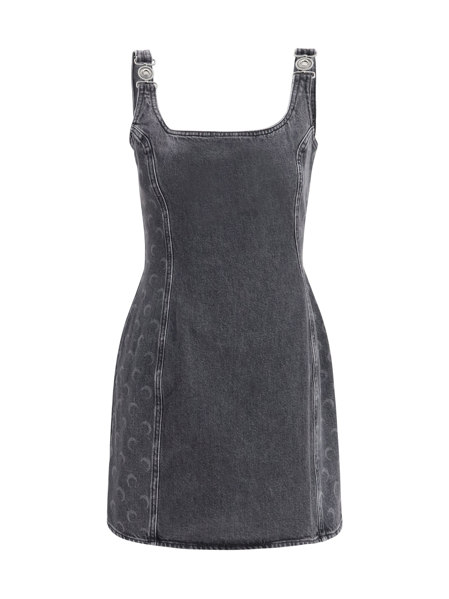 MARINE SERRE 36 moon laser denim sleeveless mini dress