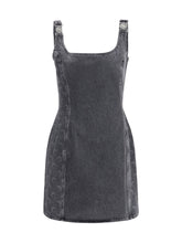 MARINE SERRE 36 moon laser denim sleeveless mini dress