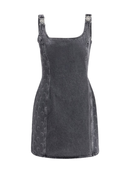 MARINE SERRE 36 moon laser denim sleeveless mini dress