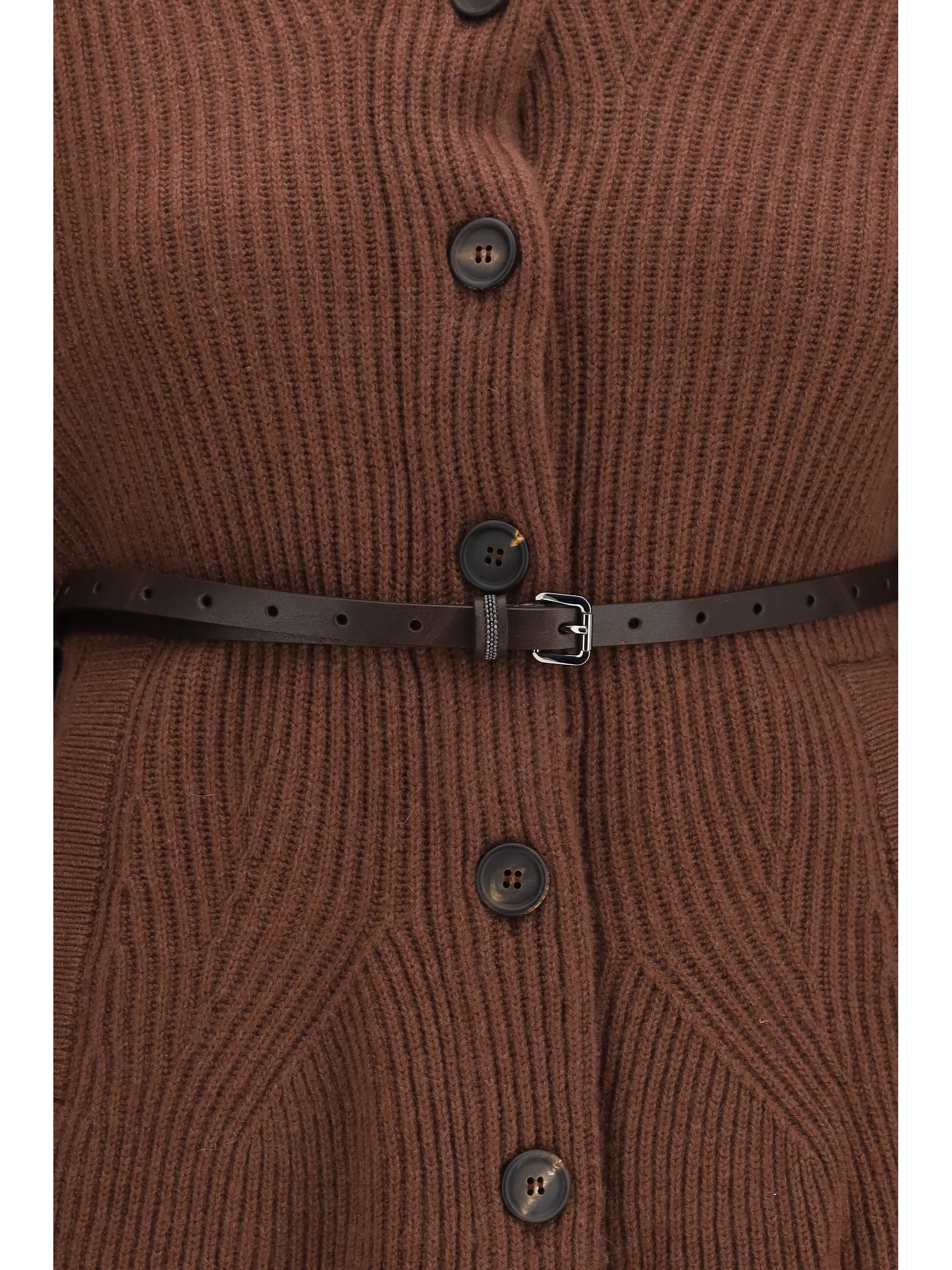 high neck cardigan with belt