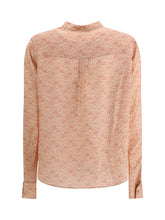 KRISTINA TI 40 blouse with foliage print and refined stand-up collar