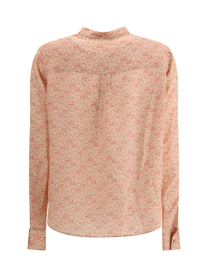 KRISTINA TI 40 blouse with foliage print and refined stand-up collar