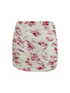 draped floral-print swim mini skirt