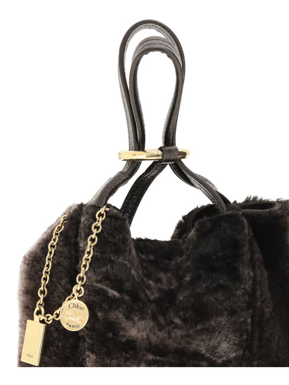 CHLOÉ OS shearling small spin tote bag