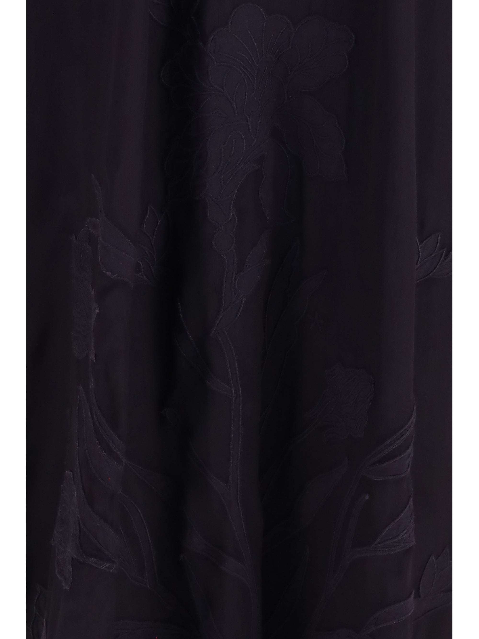 crêpe de chine dress with iris velvet embroidery