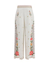 floral embroidered wide-leg pants
