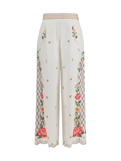 floral embroidered wide-leg pants