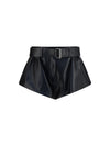 flared leather shorts