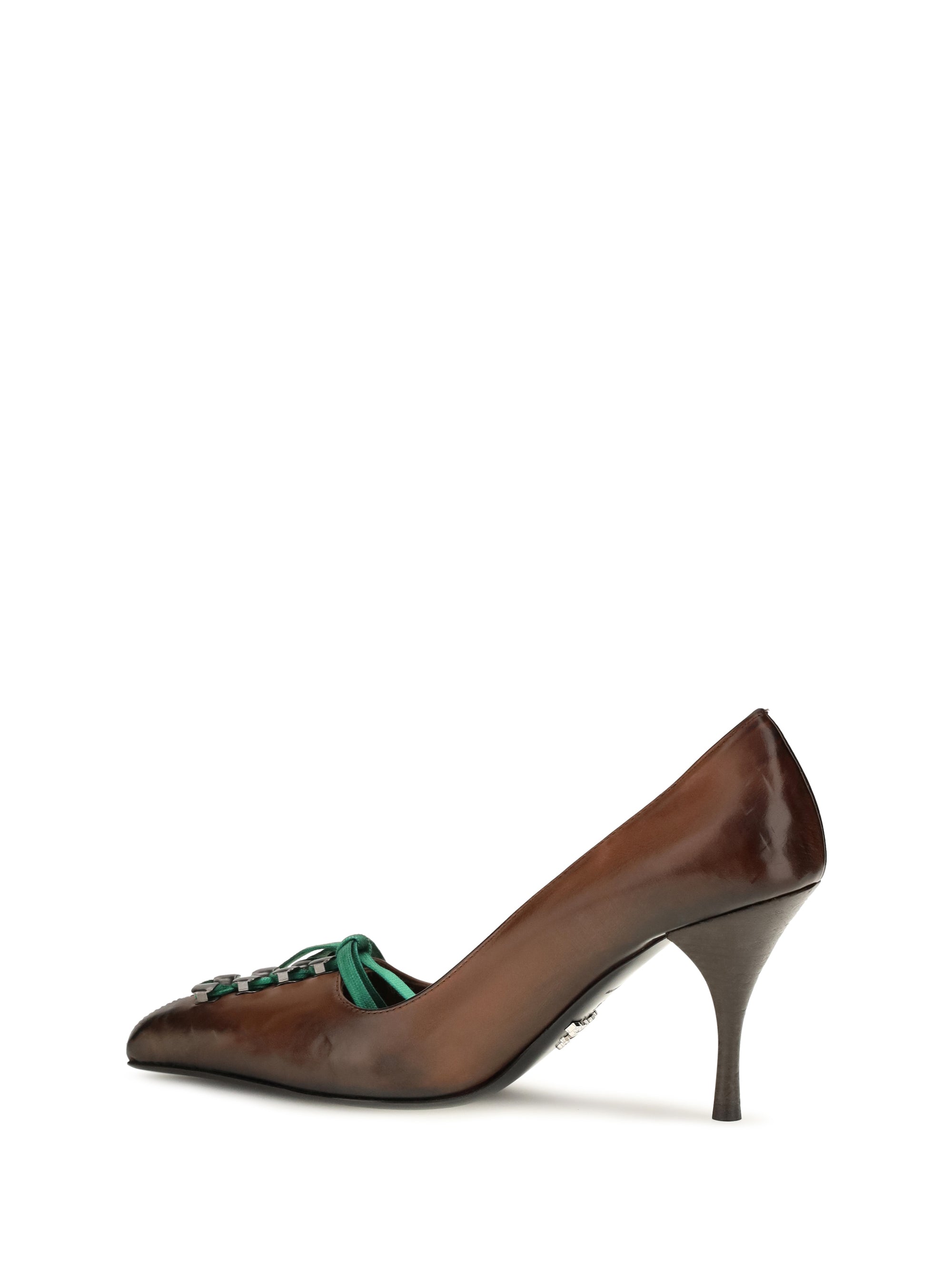 leather lace-up pumps