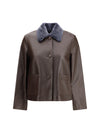 leather jacket with a shearling collar
