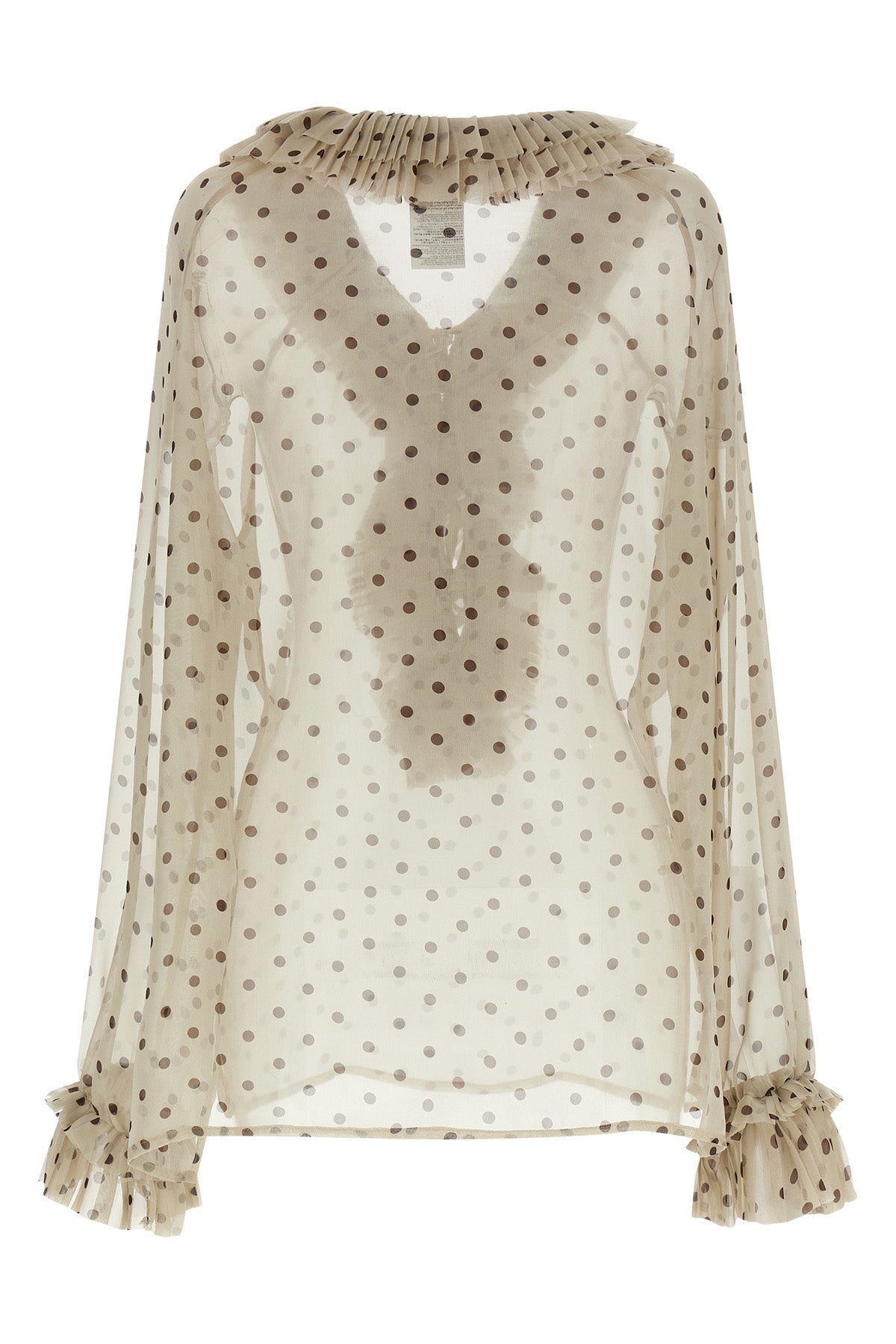 pallina blouse in semi-transparent pleated soleil polka dot fabric
