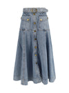 utility denim midi skirt