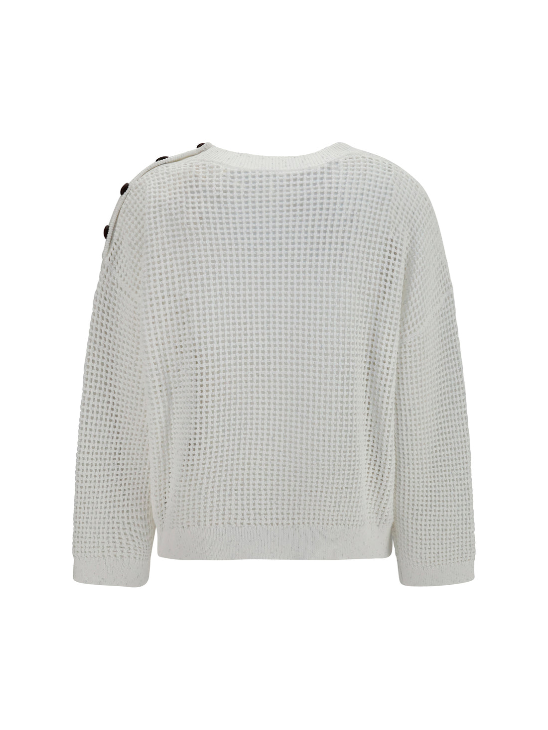 BRUNELLO CUCINELLI M openwork sweater with shoulder buttons