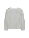 openwork sweater with shoulder buttons