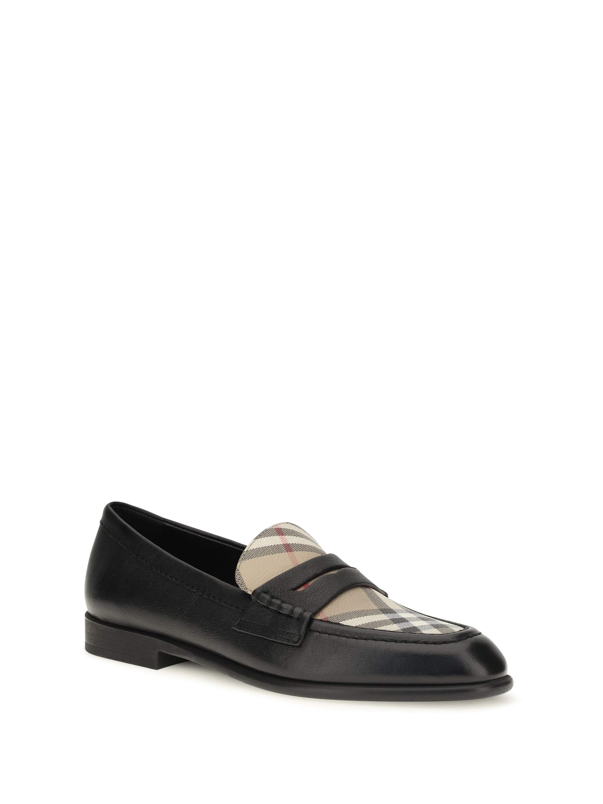 opal leather and check loafers
