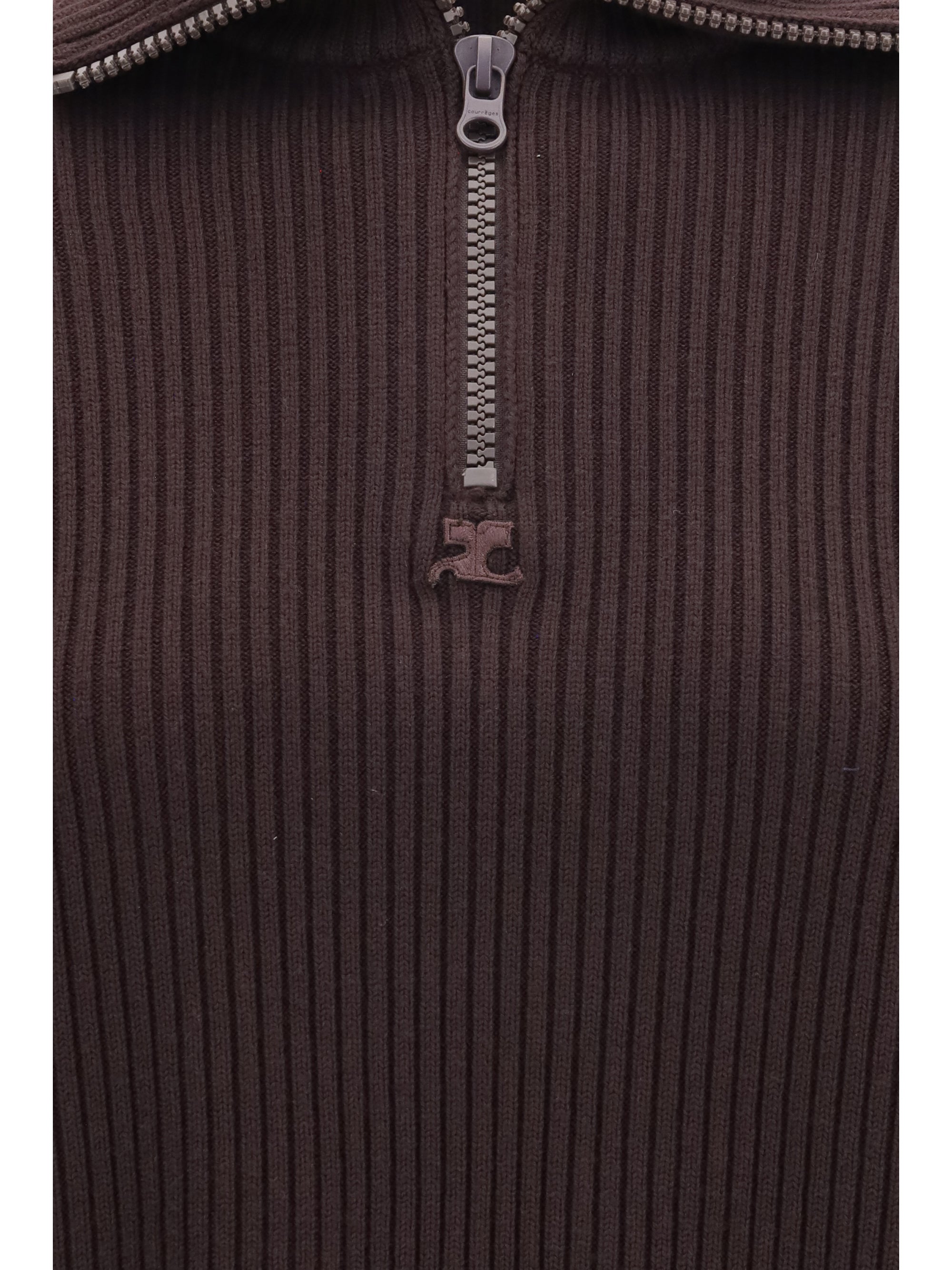 ribbed zip sweater