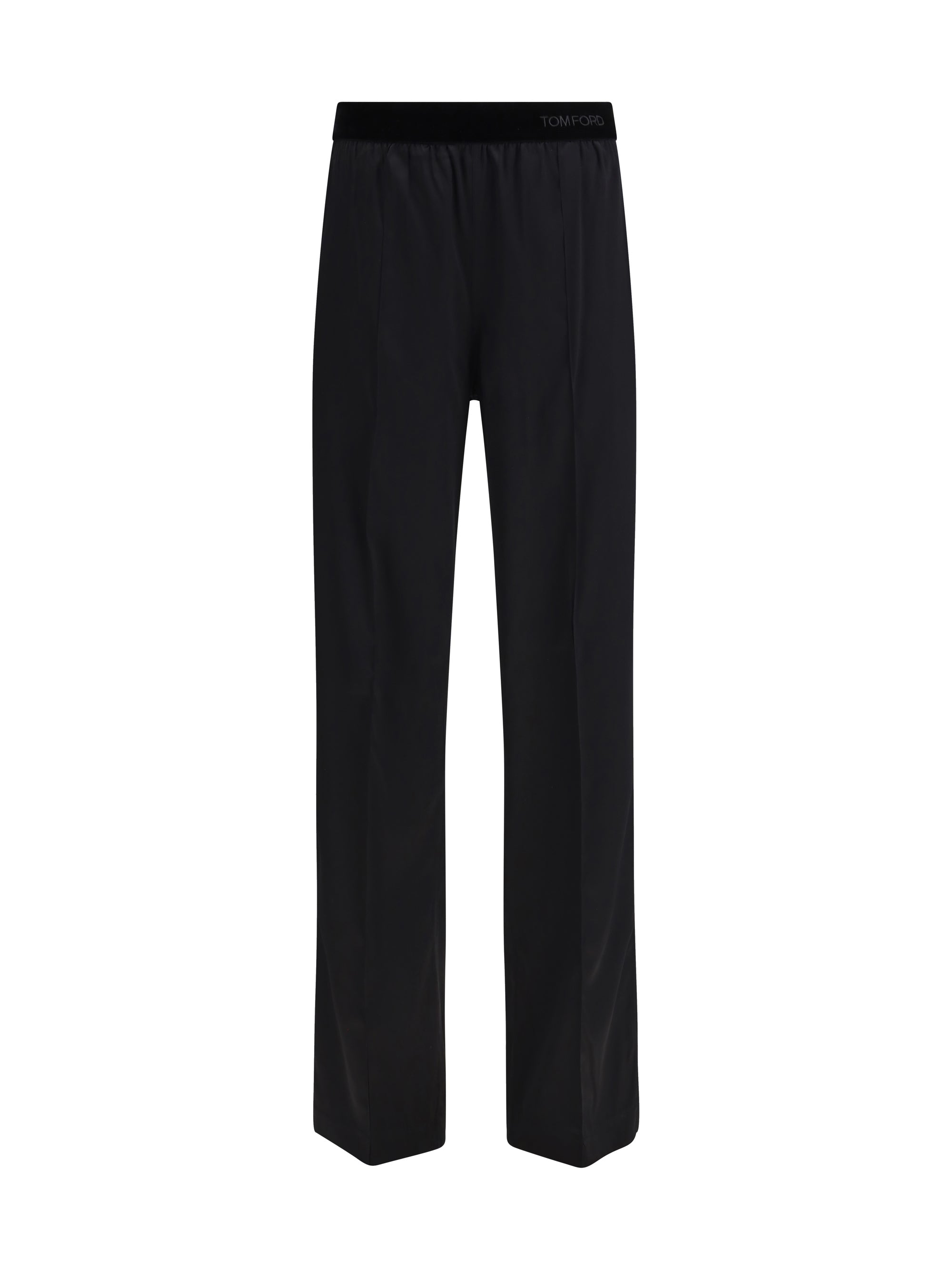 stretch silk satin trousers