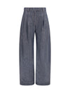lightweight denim pants with pleats