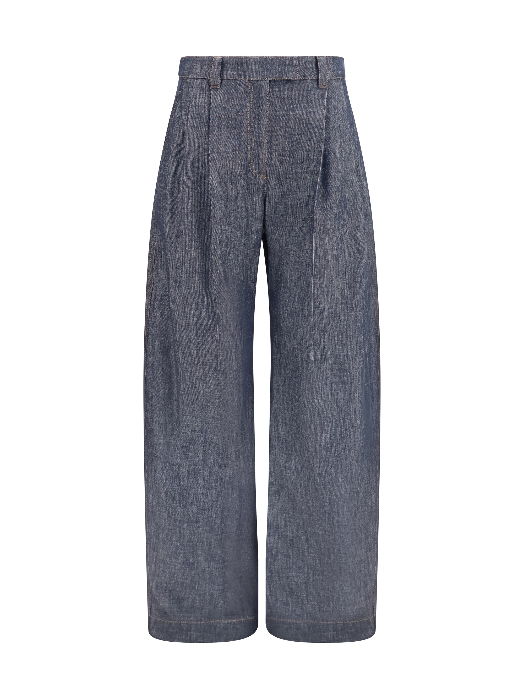 lightweight denim pants with pleats