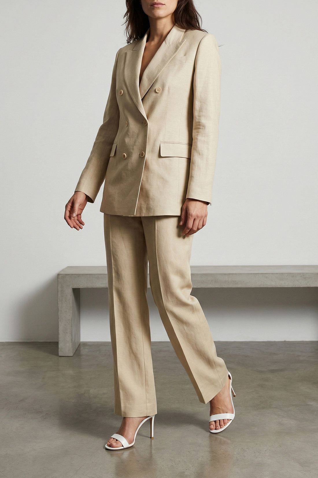 P.A.R.O.S.H. XL raisa double-breasted linen blend blazer