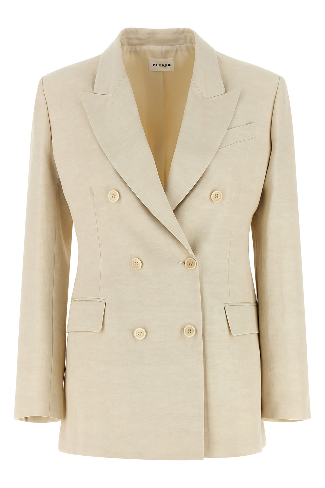 P.A.R.O.S.H. XL raisa double-breasted linen blend blazer